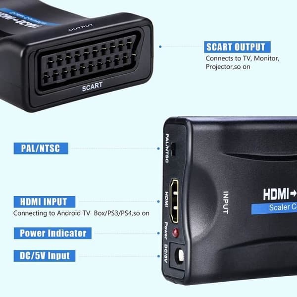 HDMI Scart, 1080P HDMI Scart-adapter, NTSC PAL till CVBS HDMI 1.3 HDMI-adapter, HD Audio Video HDMI Scart för Sky HD Bl A128