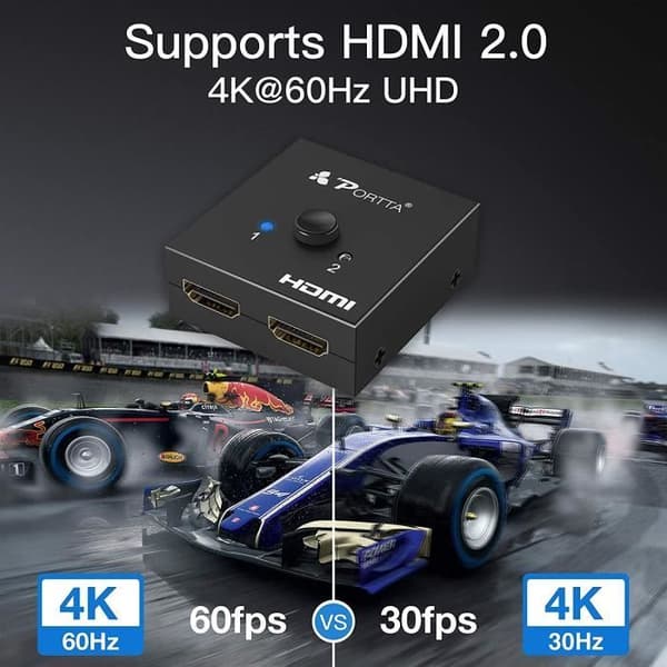 HDMI Switch Splitter 4k 2 Port HDMI Dubbelriktad Splitter Switch 1 in 2 Out - 2 In 1 Out HDCP 2.2 Ultra HD 4K Full