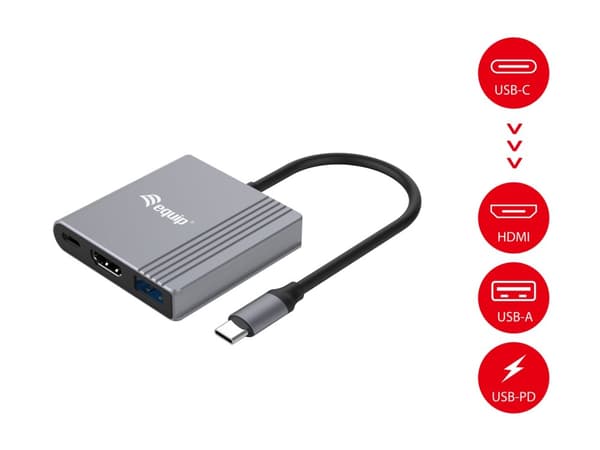 Utrusta adapter USB-C -> HDMI, USB3.0, PD 4K60Hz 0,15m gr (133488)