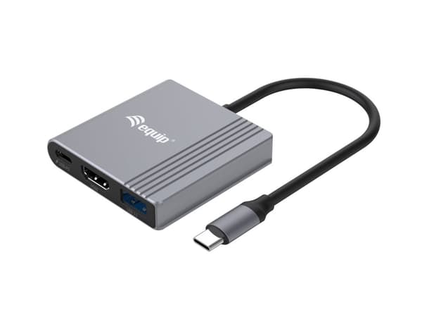 Udstyr adapter USB-C -> HDMI, USB3.0, PD 4K60Hz 0,15m gr (133488) Sort, Grå