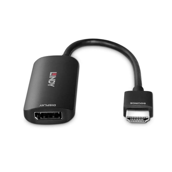 Lindy - Adapterkabel - HDMI hane till DisplayPort, Micro USB Typ B (endast strömförsörjning) - 6,25" - Svart - Stöder 8K 60 Hz (7680 x 4320), Stöder 4