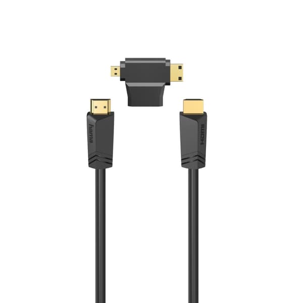 Hama High Speed HDMI™ kaapeli, pistoke. - Pistoke, Ethernet, 1,5 m + HDMI™-sovitin (00205162)