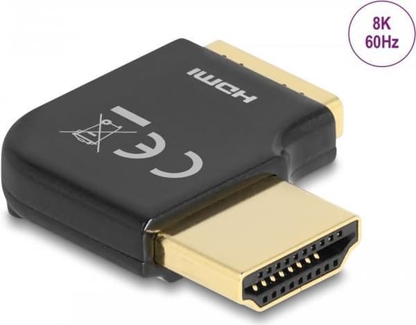 Delock HDMI-adapter han til hun 90° retvinklet 8K 60 Hz metal (60015)