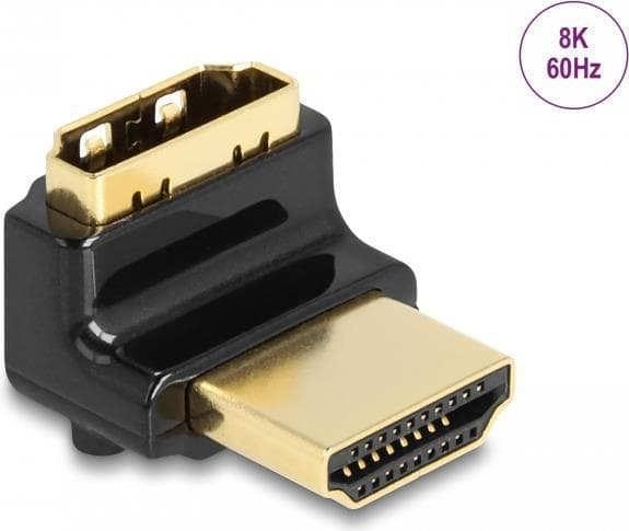 Delock HDMI-adapter han til hun 90° vinklet i toppen 8K 60 Hz metal (60017)