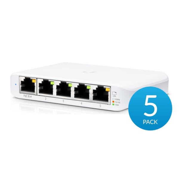 Ubiquiti UniFi Switch USW Flex Mini - 5 Ports - 4x GE (10/100/1000) - 1x GE (10/100/1000) PoE+ - 5 pcs Vit