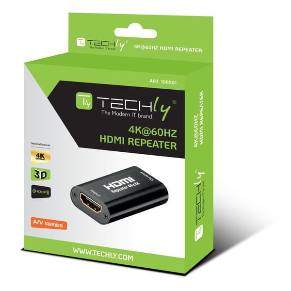 Techly HDMI 2.0 4K UHD 3D Repeater Op til 40m