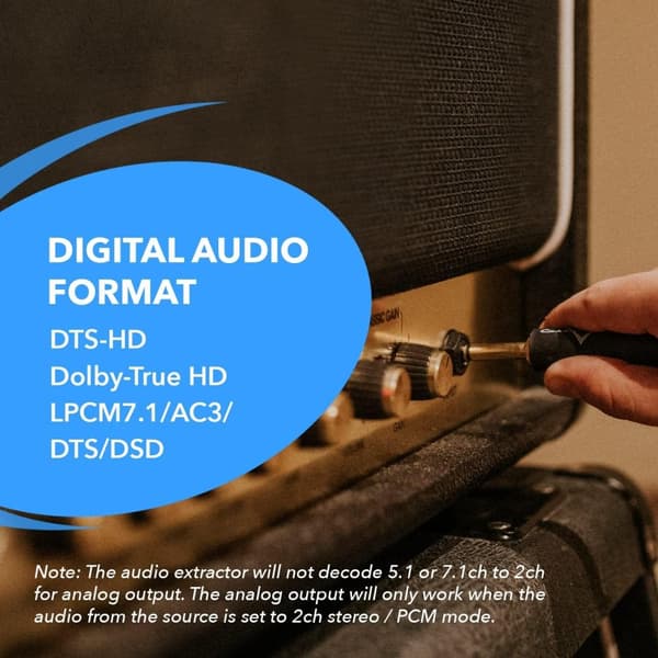 NÖRDIC 8K HDMI 2.1 eARC/ARC Switch og Extractor 4 til 1 Optisk SPDIF & Stereo CEC HDR Dolby Atmos, True HD, Digital Plus, DTS-HD Master