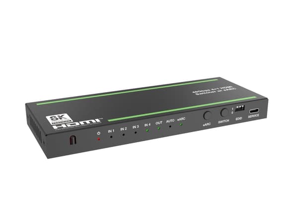 NÖRDIC 8K HDMI 2.1 eARC/ARC Switch og Extractor 4 til 1 Optisk SPDIF & Stereo CEC HDR Dolby Atmos, True HD, Digital Plus, DTS-HD Master