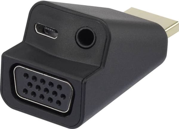 Renkforce HDMI / VGA-adapter [1x HDMI-kontakt => 1x VGA-uttag, jack-uttag 3,5 mm] Svart Renkforce (04