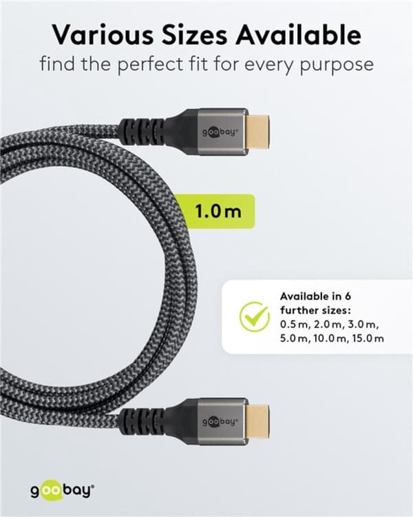 Goobay Premium High-Speed HDMI™-kabel med Ethernet 4K@60Hz – 1 meter