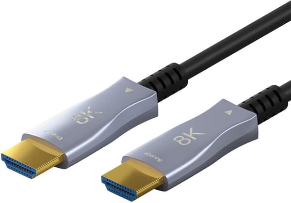 Aktivt HDMI 2.1-kabel - 8K 60Hz - Forgyldt - 40 meter - Sort/sølv
