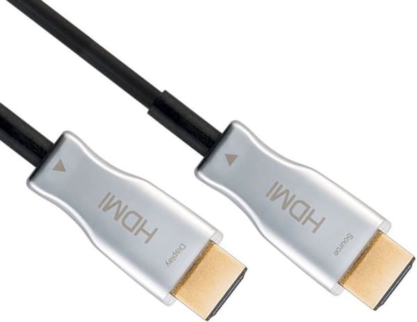 Aktivt HDMI 2.1-kabel - 8K 60Hz - Forgyldt - 40 meter - Sort/sølv