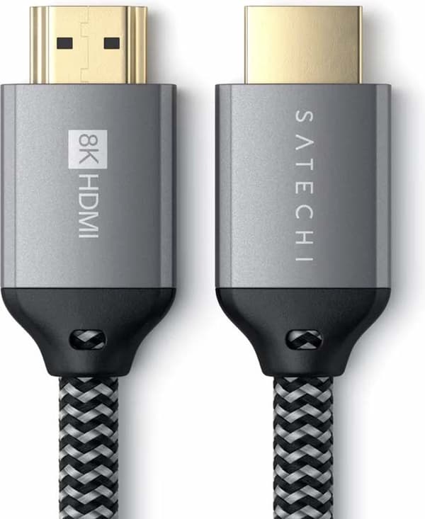 HDMI 2.1 Kabel Ultra HD Opløsning 8K/60Hz Flettet Nylon 2m Satechi Grå