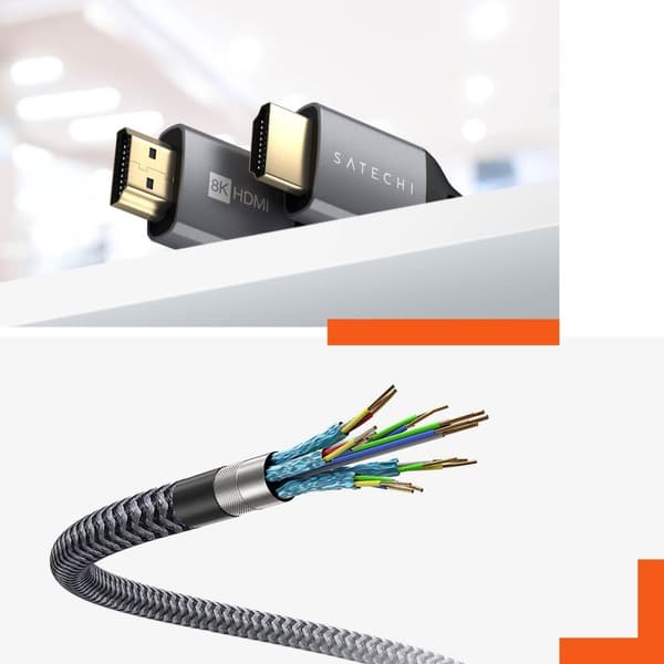 HDMI 2.1 Kabel Ultra HD Opløsning 8K/60Hz Flettet Nylon 2m Satechi Grå