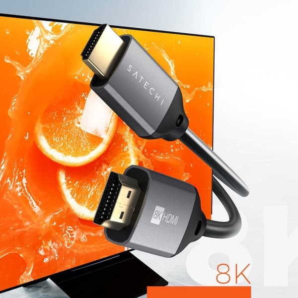 HDMI 2.1 Kabel Ultra HD Opløsning 8K/60Hz Flettet Nylon 2m Satechi Grå