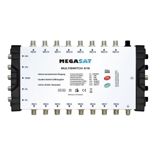 Megasat Multiswitch 5-16 - Terrestrial-satellitsignal flera switchar
