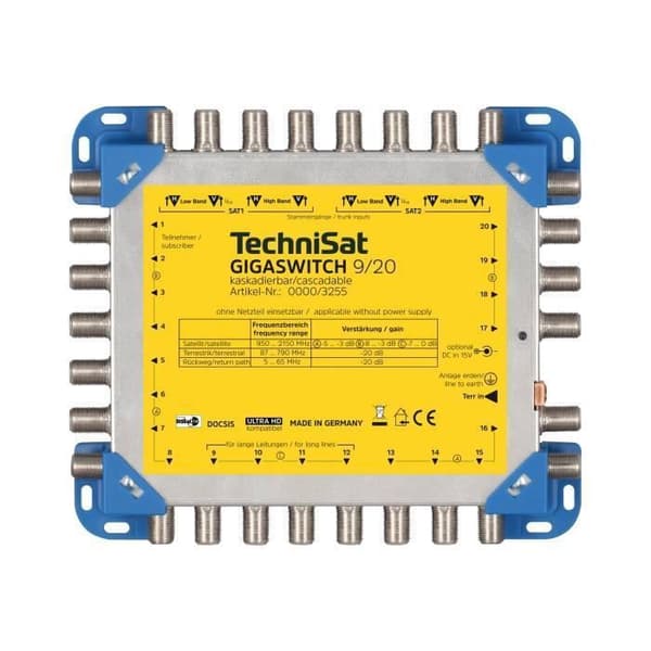TechniSat GigaSwitch 9-20 Terrestrial-satellitsignal flera omkopplare blå, gul