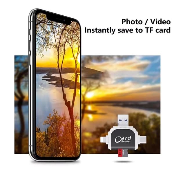 Moniporttinen 4-in-1-kortinlukija, USB C SD TF -muistikortinlukija