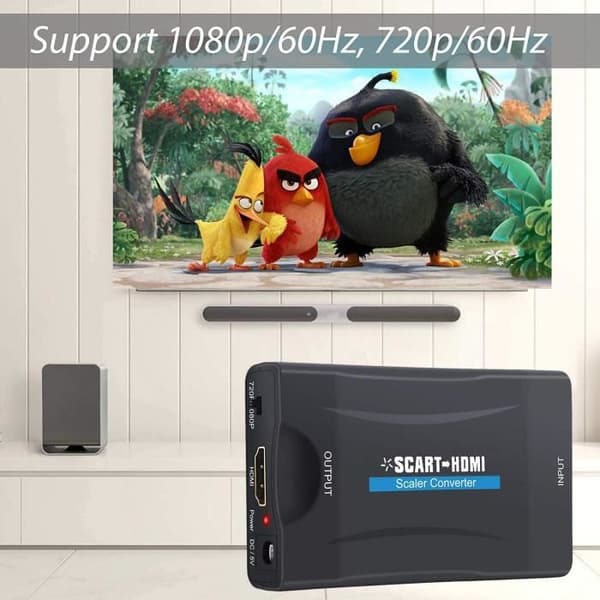 Scart till HDMI-omvandlare Scart till HDMI-adapter Video Audio Up scaler kompatibel med HDMI 1080P för Smartphone Bo[237]
