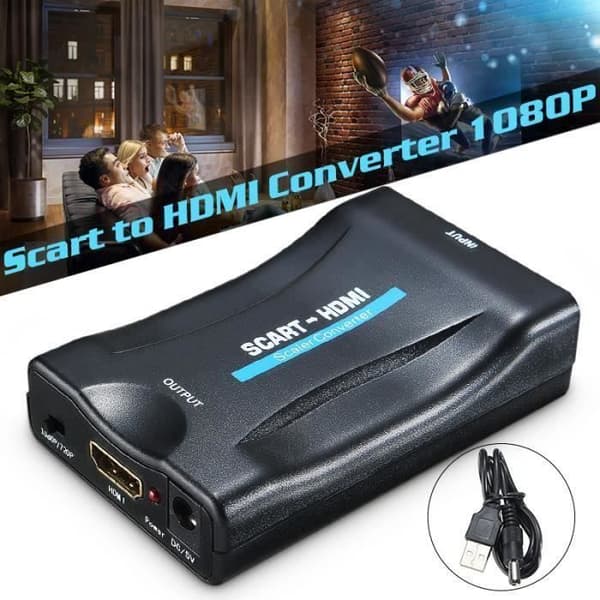 TEMPSA Scart till HDMI-omvandlare Scart till HDMI-adapter 1080P HD för DVD Audio Video