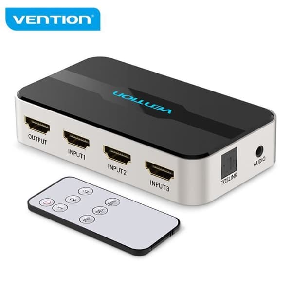 3 in 1 HDMI Switcher - VENTION - 4K 30Hz - Audio Splitter - Plug &amp; Play - Xbox PS4-kompatibel