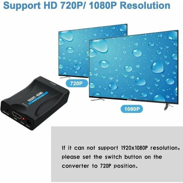 Péritel till HDMI-adapter - PZCC - 720p/1080p - Plug and Play - ABS - Svart
