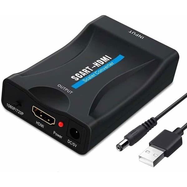 Péritel till HDMI-adapter - PZCC - 720p/1080p - Plug and Play - ABS - Svart