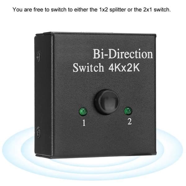 Kompakt HDMI-brytare, Bidirektionell HDMI-konverter, HDMI-fördelare, Videoadapter 1 ingång 2