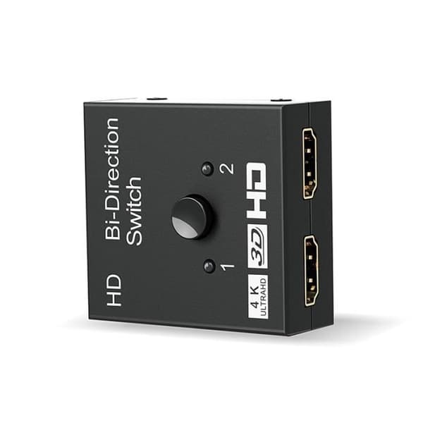 2-vägs switchfördelare 2 portar, kompatibel med HDMI 4K, 1x2-2x1, HD, 4K, 1080P, 3D HDR, HDCP,