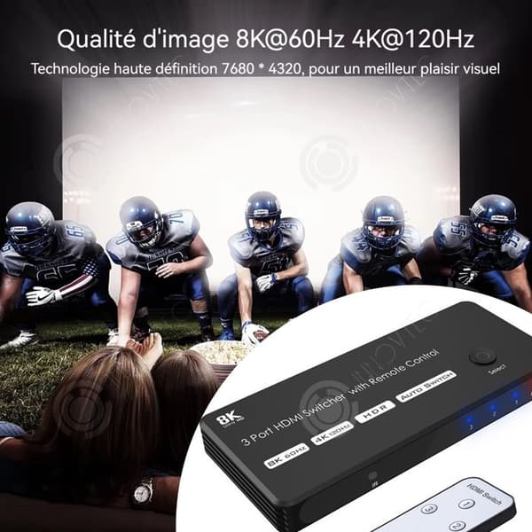 INN HDMI Switch 3 Input 1 Output HD 8k 60hz 4k 120hz med fjärrkontroll HDMI Switch Support 3D Multifunktionell HDMI Splitter