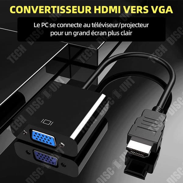 TD HDMI till VGA-adapter 1080P svart HDMI hane till VGA hona omvandlare HDMI till VGA-kablar HDMI till VGA-kablar för bord