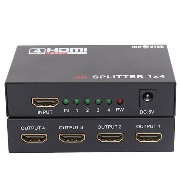 4-ports HDMI splitter INN® Stöd 3D 4K 1080p HD 1 ingång 4 utgångar Stöd för PC, Set-top Box, Blu-ray DVD och TV