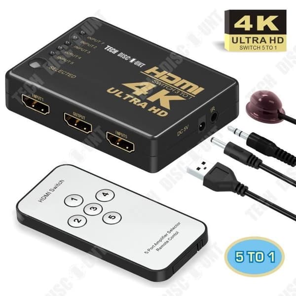 Kabel HDMI-switch 4k 1080P 5ports väljare splitter cummutator auto splitter adapter video fjärrkontroll perfo stöd