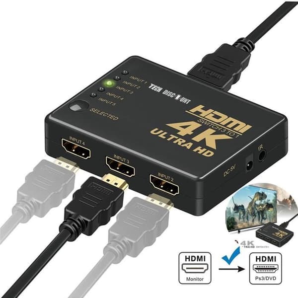 Kabel HDMI-switch 4k 1080P 5ports väljare splitter cummutator auto splitter adapter video fjärrkontroll perfo stöd