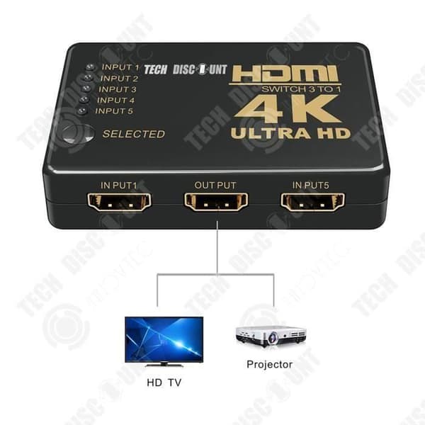 INN® 4k HDMI-väljare 5 ingångs hdr-ljuddelaromkopplare 1080P Kabel-TV-adapter splitterkonsoler Fjärrkontroll