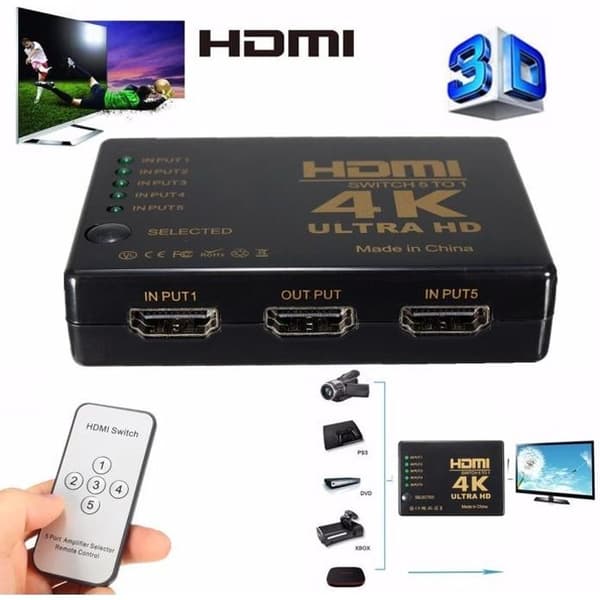 3D 4K 5 Port HDMI Switch Switch Splitter Hub Pr DVD HDTV 1080P