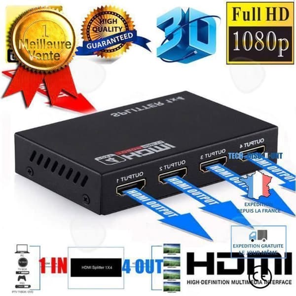 CONFOZEN® hdmi splitter Quad splitter Stöder flera format Lätt att använda