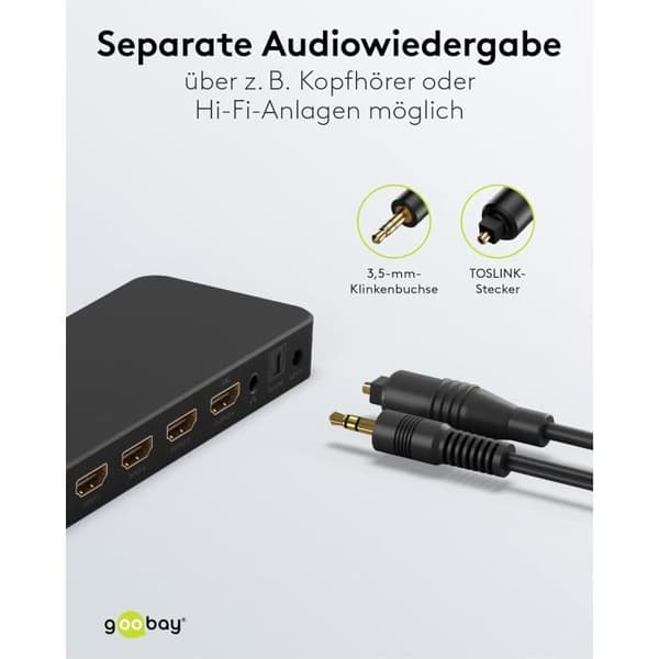 HDMI-switch - goobay - 58479 - 4x2 - 4K 60 Hz - Fjärrkontroll ingår