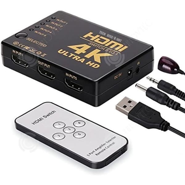 INN® 4k HDMI-väljare 5 ingångs hdr-ljuddelaromkopplare 1080P Kabel-TV-adapter splitterkonsoler Fjärrkontroll