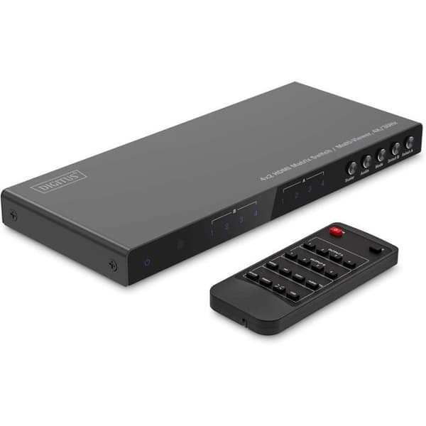 HDMI-switch - DIGITUS - DS-55345 - 4x2 - UHD 4K30 Hz - Multi Viewer - Svart Metall