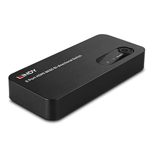 Lindy 2-ports HDMI 8K60 dubbelriktad switch För att växla mellan två 8K HDMI-källor anslutna till en 8K-skärm eller två 8K-skärmar anslutna till en 8K