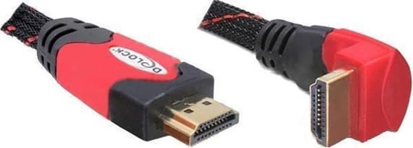 Delock - 1.4 High Speed HDMI kabel - vinklet på den ene side - 3 m - Sort/Rød