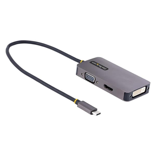 StarTech.com USB C-videoadapter - USB-C til HDMI DVI VGA-adapter - op til 4K 60Hz - Aluminium - Multiport-skærmadapter - Thunderbolt 3 & 4-kompatibel