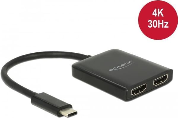DeLOCK - Ekstern videoadapter - STDP4320 - USB-C - 2 x HDMI - sort - detailhandel