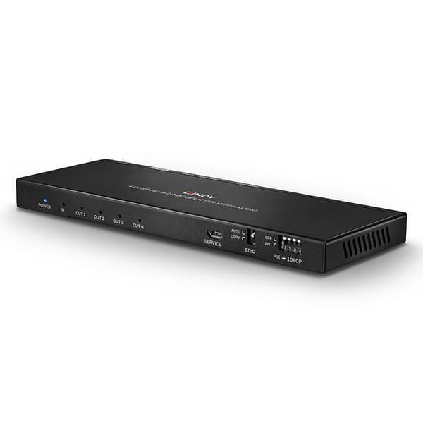 HDMI-splitter - LINDY - 38231 - 4 portar - 4096 x 2160 pixlar - Svart