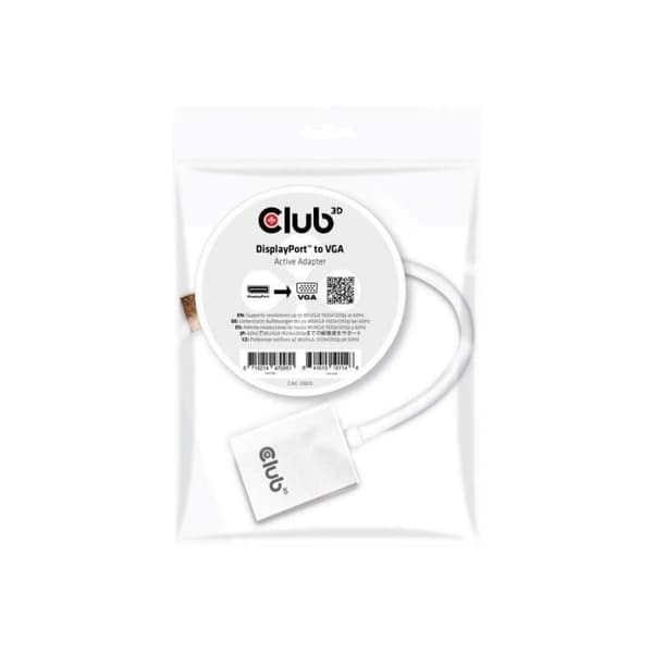Videokonverter - Club 3D - CAC-2003 - DisplayPort till VGA - Upplösning 1920x1080 - Svart