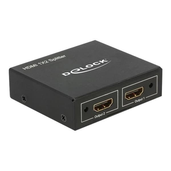 HDMI splitter - DeLock - 1 x HDMI in &gt; 2 x HDMI ut - 4K - 3D-stöd - Metallhölje