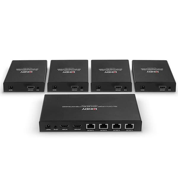 Videotransmitter/Audio/Infrared - LINDY - 38262 - 4 portar - CAT 6 - 70 m - Svart