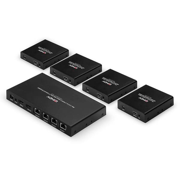 Videotransmitter/Audio/Infrared - LINDY - 38262 - 4 portar - CAT 6 - 70 m - Svart