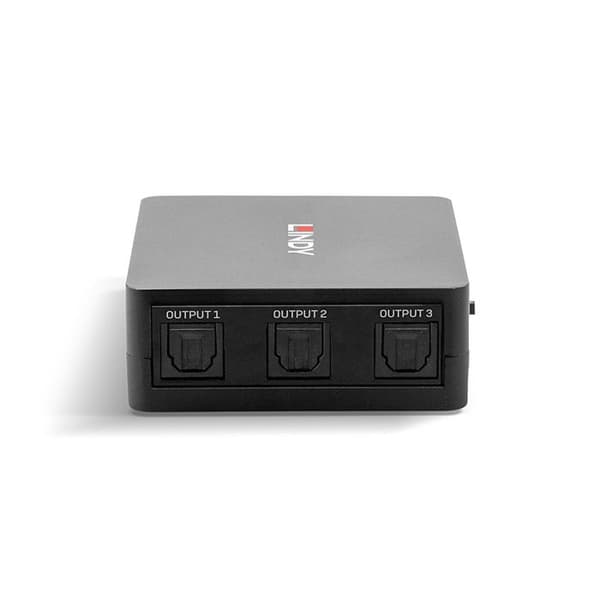 Splitter Audio Digital - LINDY - TosLink 3 Portar - Kompakt - 40m - Stöder DTS/Dolby Digital